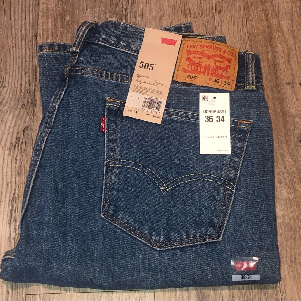 Levi Strauss 505 Regular Fit Men’s Jeans 36 x 34